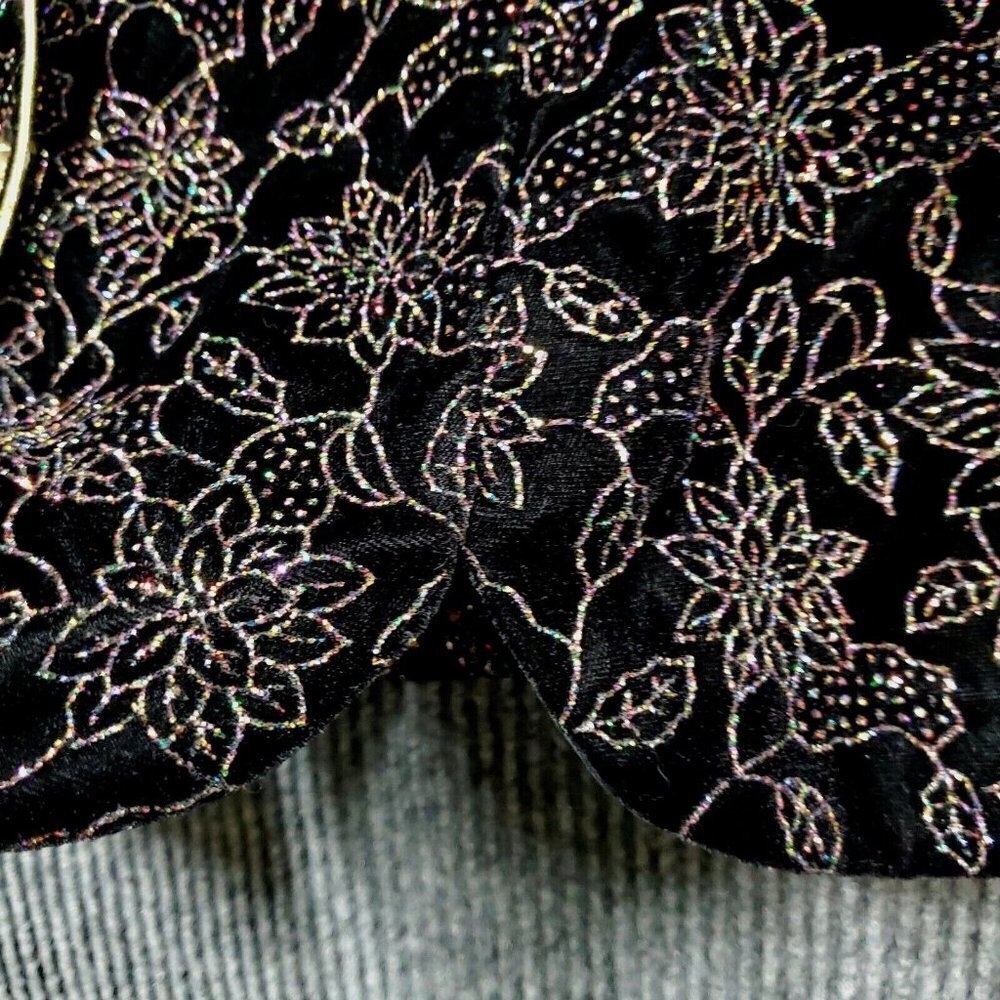 VINTAGE R&K Evening Blazer Jacket Women's 8P Black Velvet Floral Glitter Formal - Picture 3 of 9